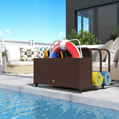 Rolling Pool Storage, Rattan Patio Furniture, Outdoor Wicker Organizer, Brown Patio Storage Boxes at Gallery Canada