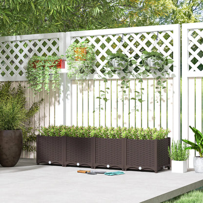 Plastic Raised Garden Bed, Outdoor Planter Box, 63" x 15.7" x 14.6", Brown Raised Garden Beds at Gallery Canada