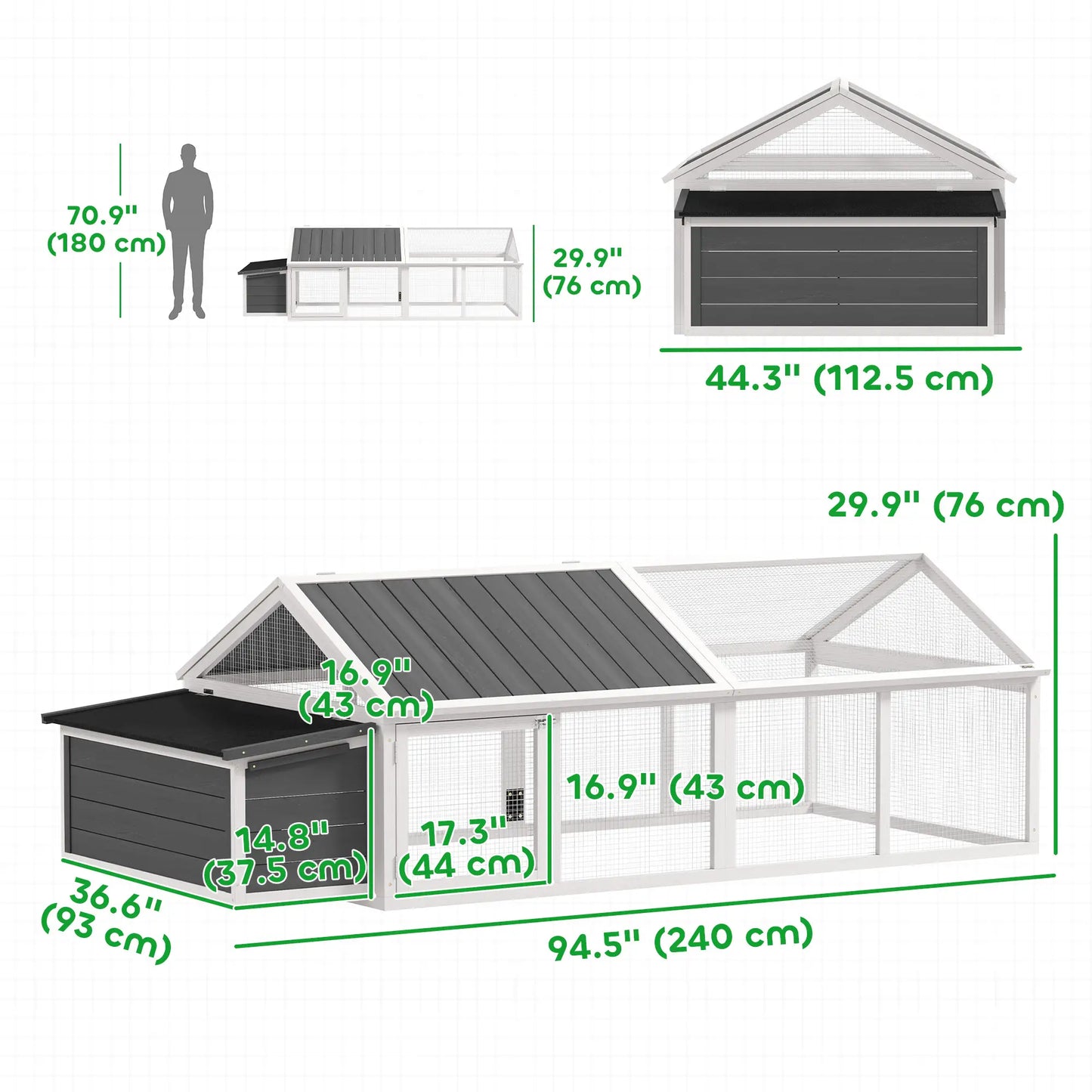 95"L Chicken Coop With Nesting Box, Wooden Roof, Side Door, For 4-8 Chickens Chicken Coops at Gallery Canada