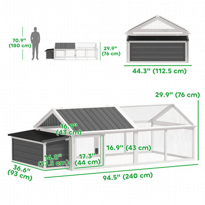 95"L Chicken Coop With Nesting Box, Wooden Roof, Side Door, For 4-8 Chickens Chicken Coops at Gallery Canada