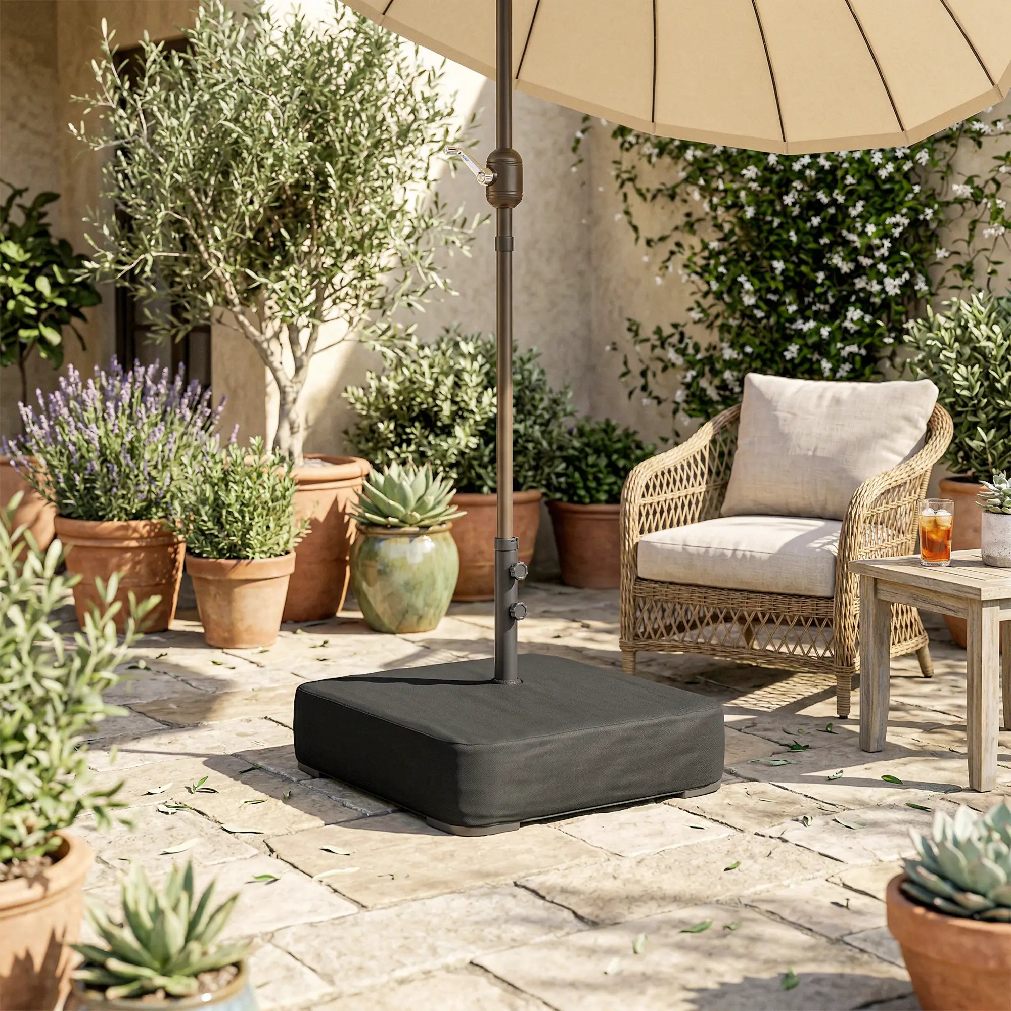Sand Filled Parasol Base, 176 lbs, Heavy Duty Stand, Black Umbrella Bases at Gallery Canada