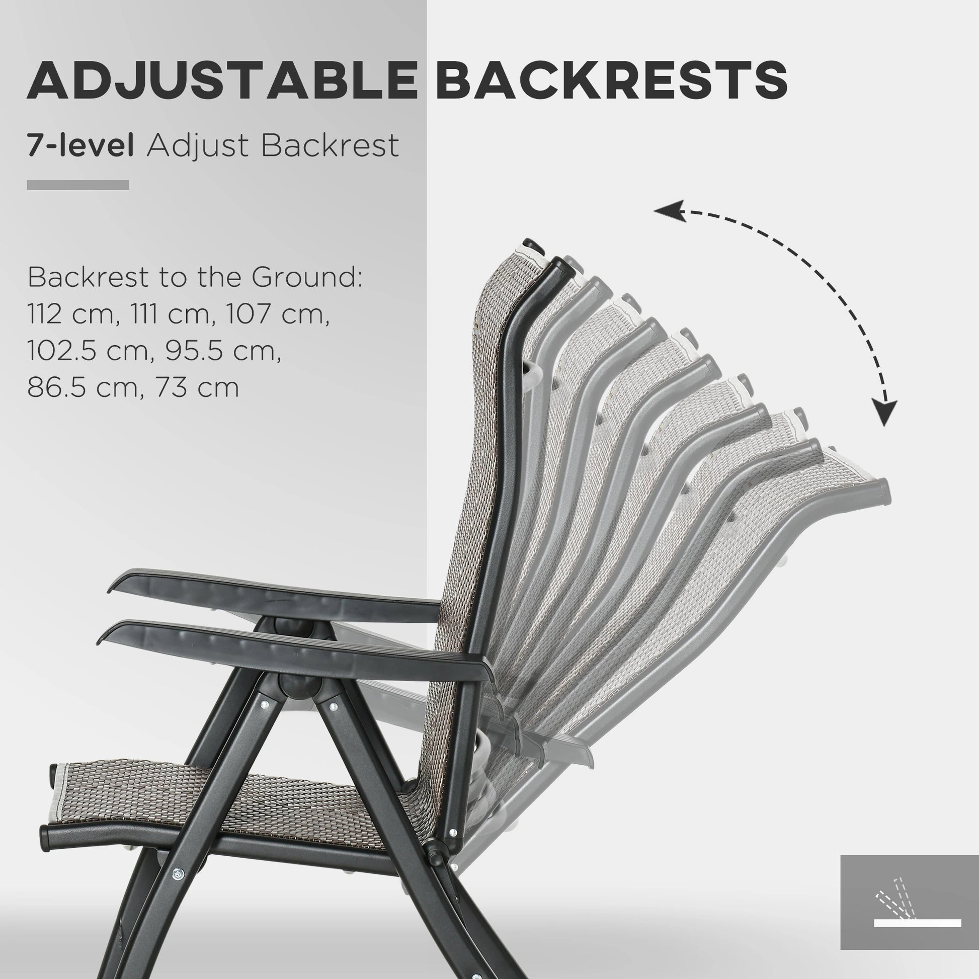 2PCs Outdoor Wicker Folding Chairs, Adjustable Backrest, Brown Patio Chairs at Gallery Canada