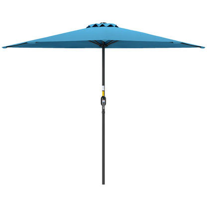 9ft Half Round Umbrella, 5 Ribs, Patio Garden Sun Shade, Light Blue Half Round Umbrellas Light Blue at Gallery Canada