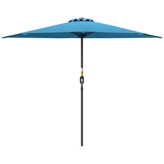 9ft Half Round Umbrella, 5 Ribs, Patio Garden Sun Shade, Light Blue Half Round Umbrellas Light Blue at Gallery Canada