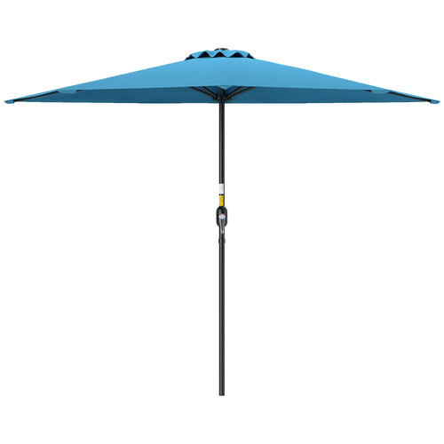 9ft Half Round Umbrella, 5 Ribs, Patio Garden Sun Shade, Light Blue