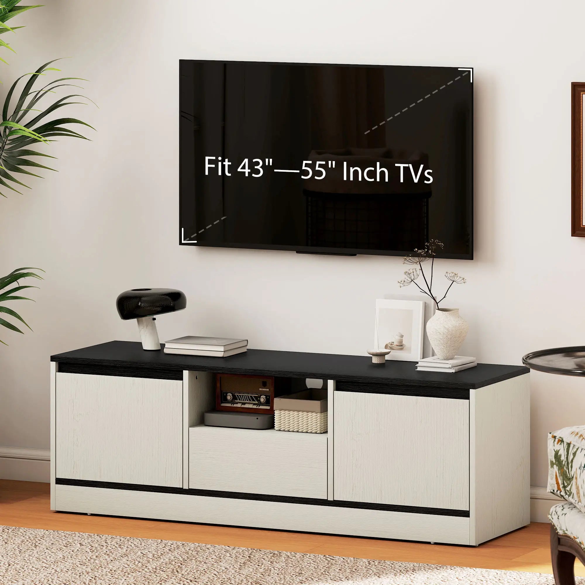 TV Stand For 43-55 Inch TV, Entertainment Center With Cabinets, White TV Stands at Gallery Canada