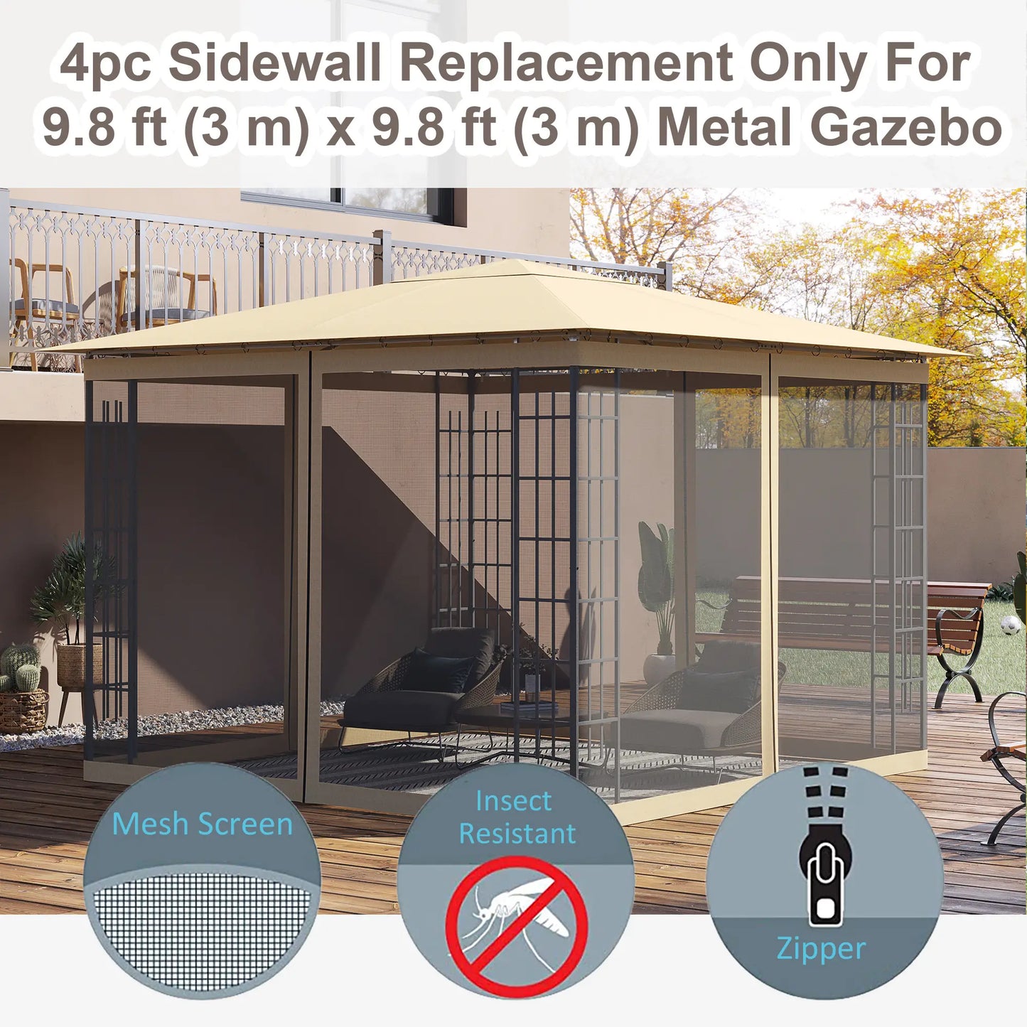 Gazebo Replacement Mosquito Netting, 10' x 10', Black Gazebo Sidewalls at Gallery Canada