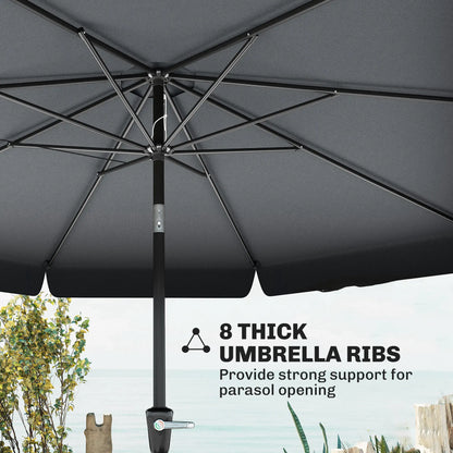 8.5 ft Round Patio Umbrella, Tilt and Crank, Dark Grey Sun Umbrellas at Gallery Canada
