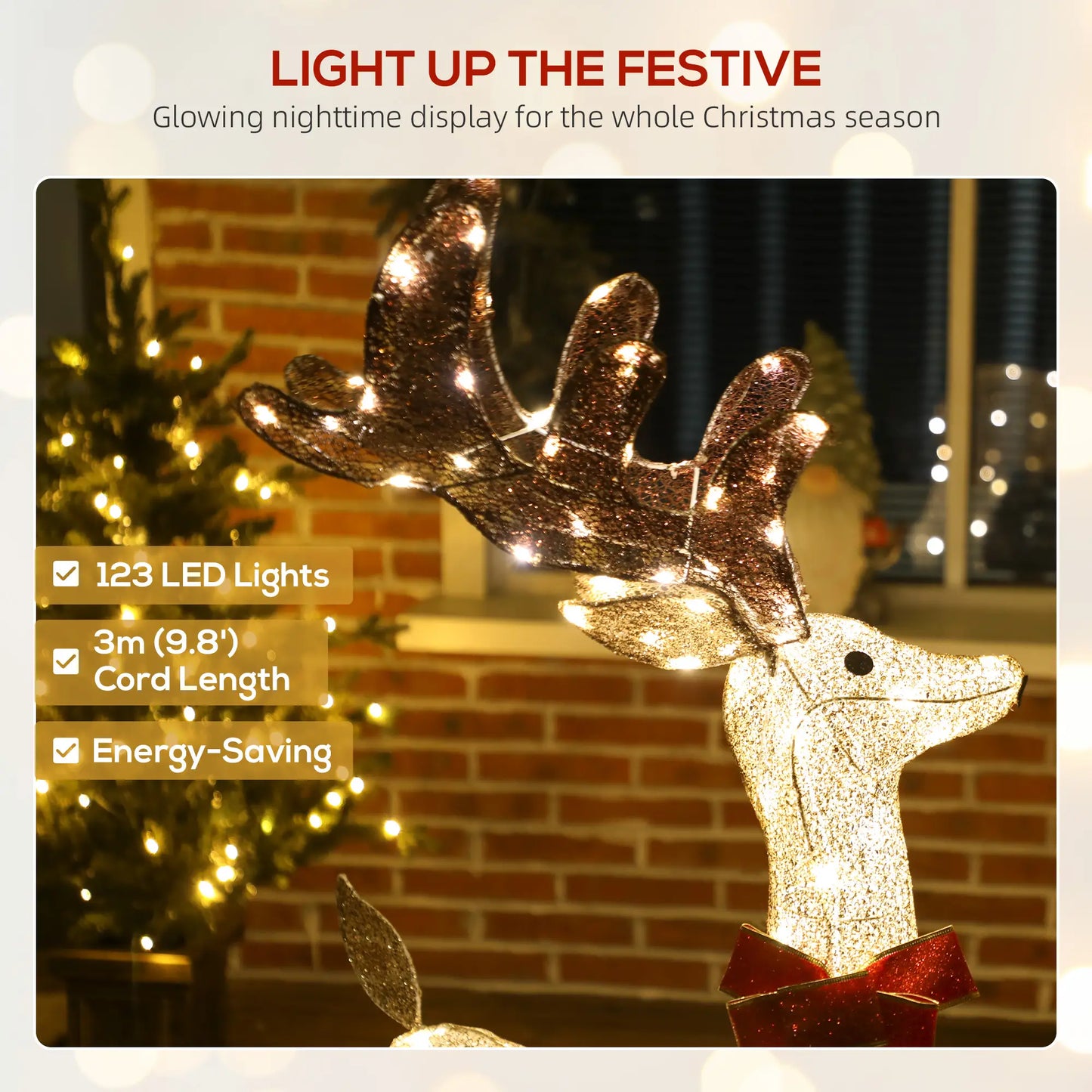 4.4FT Lighted Christmas Deer, Rotating Head, 123 LED Lights, Outdoor Waterproof Christmas Decorations at Gallery Canada