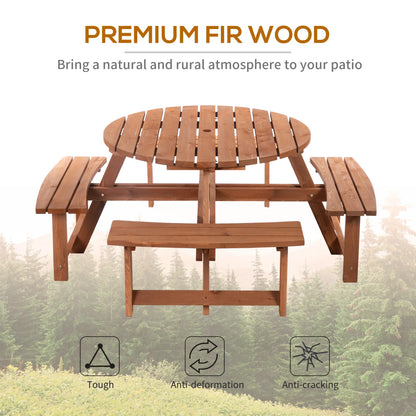 8 Seater Round Wooden Pub Bench, Picnic Table, Outdoor Patio Dining Set Outdoor Dining Sets at Gallery Canada