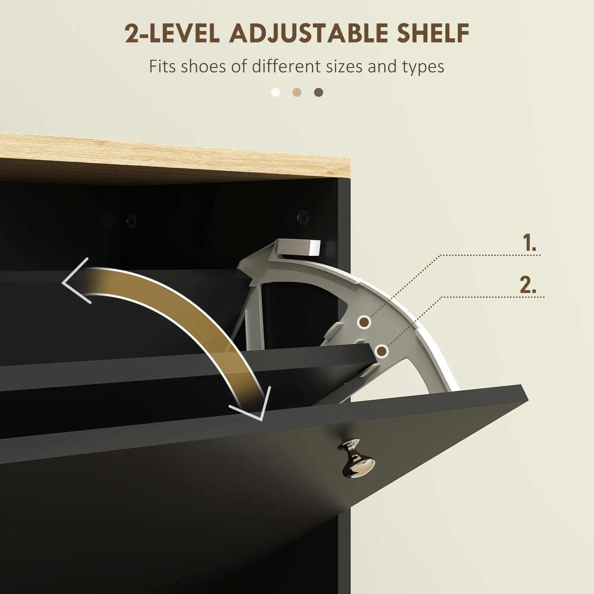 2 Drawers Shoe Storage Cabinet, Adjustable Shelves, 16 Pairs, Black Shoe Storage Cabinets & Racks at Gallery Canada