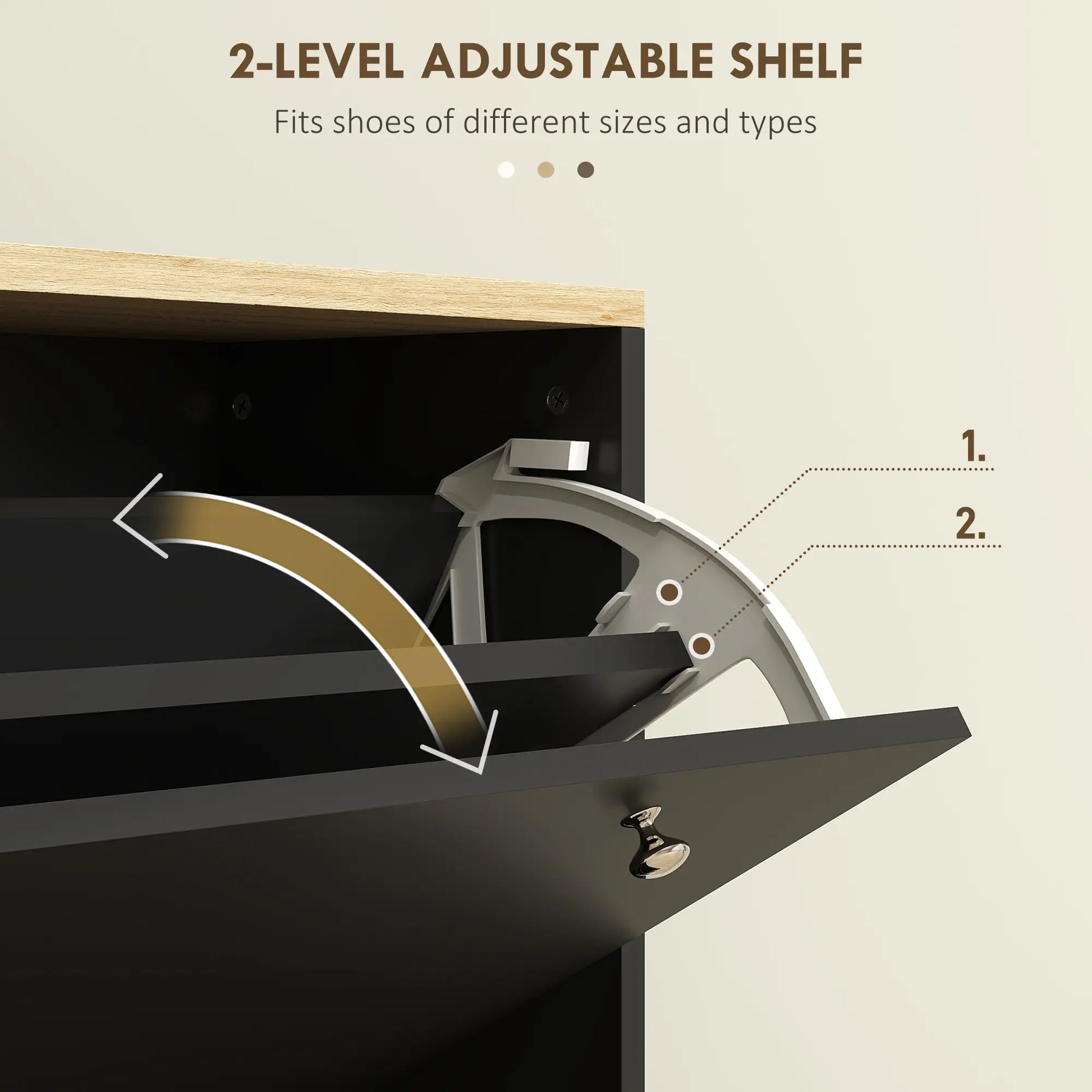 2 Drawers Shoe Storage Cabinet, Adjustable Shelves, 16 Pairs, Black Shoe Storage Cabinets & Racks at Gallery Canada