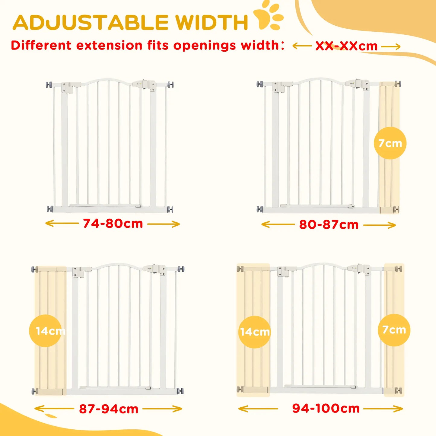 Extra Tall Dog Gate with Door, Pressure Fit, Auto Close, 29"-39", White Houses, Kennels & Pens at Gallery Canada