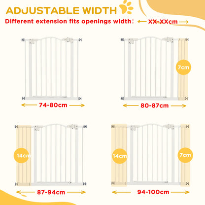 Extra Tall Dog Gate with Door, Pressure Fit, Auto Close, 29"-39", White Houses, Kennels & Pens at Gallery Canada