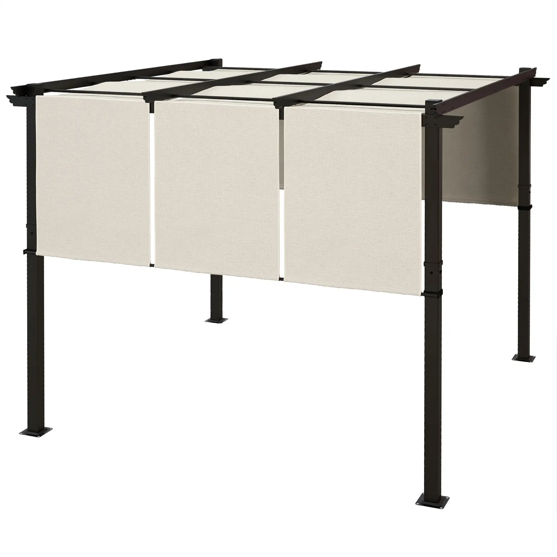 10' x 10' Metal Pergola, Retractable Canopy, Garden, Patio, Backyard Pergolas Beige at Gallery Canada