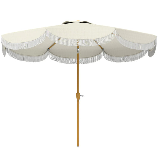 9FT Patio Umbrella, UPF 30+, Crank, 8 Ribs, Push Button Tilt, Cream White Patio Umbrellas Cream at Gallery Canada