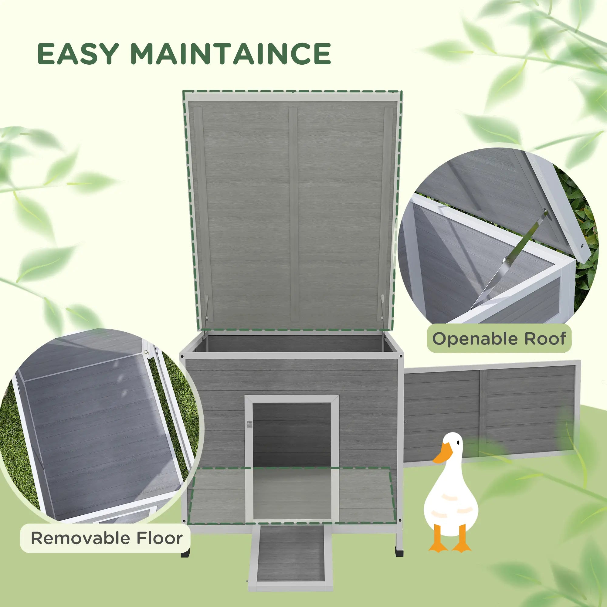 Wooden Duck Coop, Rabbit Hutch With Openable Roof, Removable Floor, Grey Chicken Coops at Gallery Canada