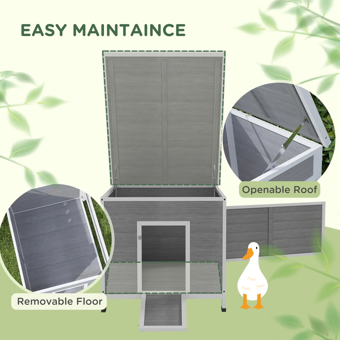 Wooden Duck Coop, Rabbit Hutch With Openable Roof, Removable Floor, Grey Chicken Coops at Gallery Canada