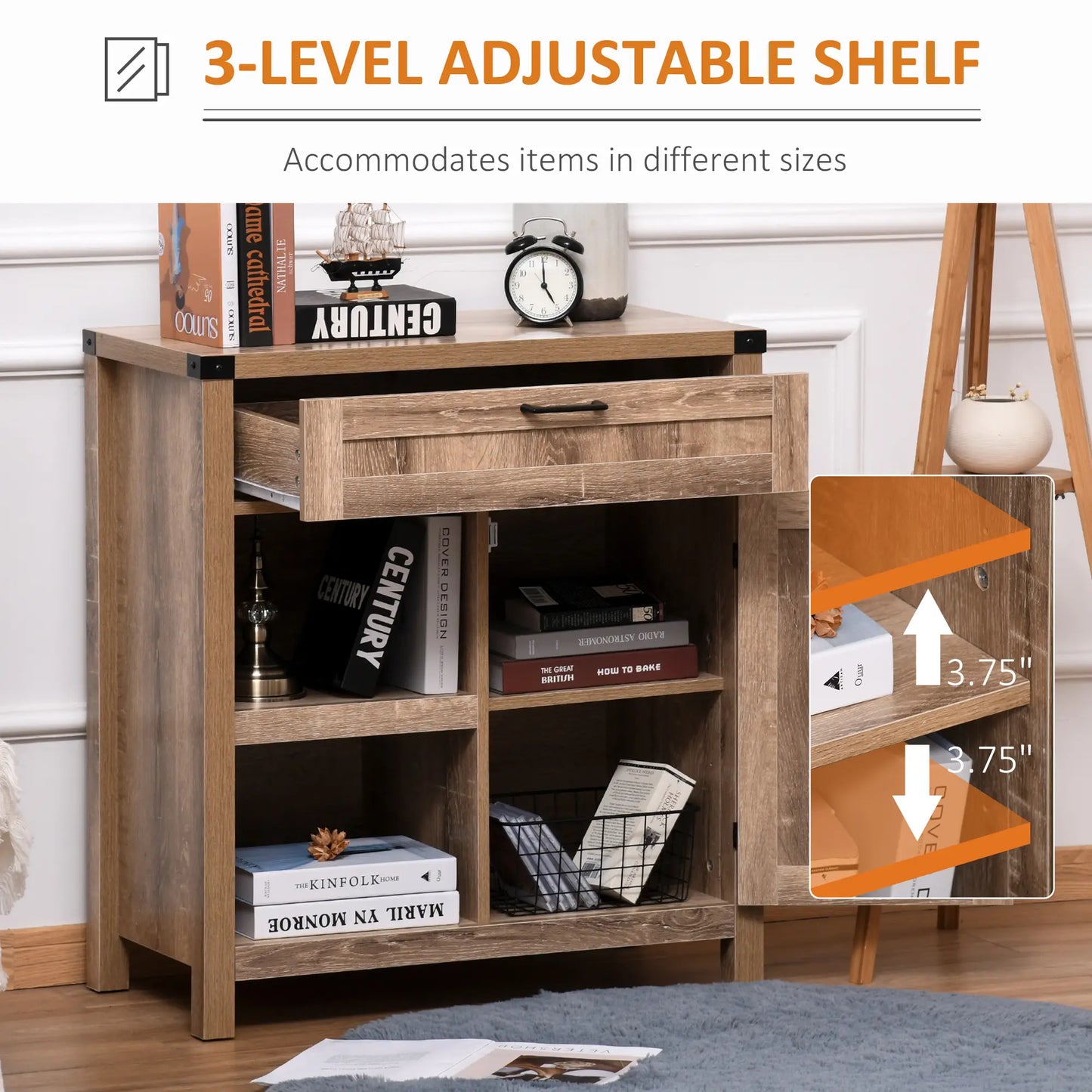 Rustic Barn Door Storage Cabinet, Modern Farmhouse Buffet Sideboard, Light Oak Bar Cabinets at Gallery Canada