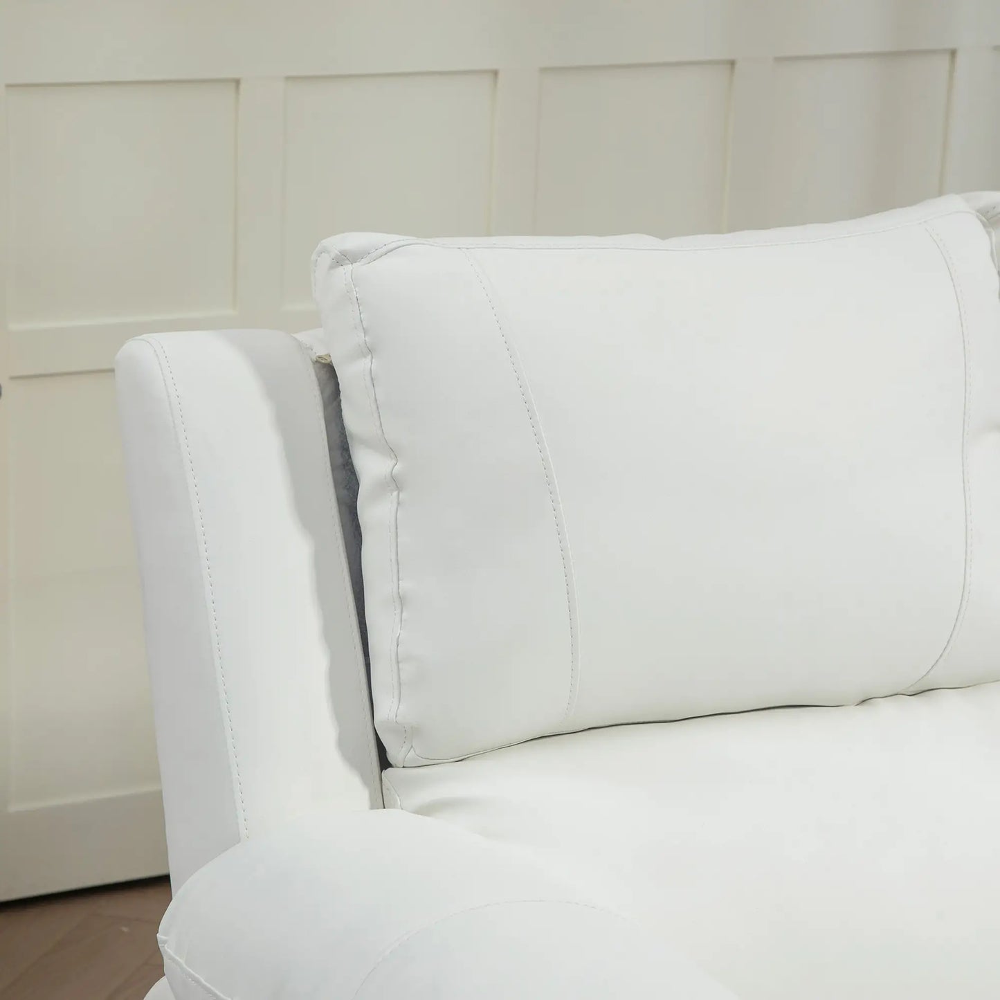 PU Leather Manual Recliner Sofa, Double Reclining Loveseat, White 2-Seater Sofas at Gallery Canada