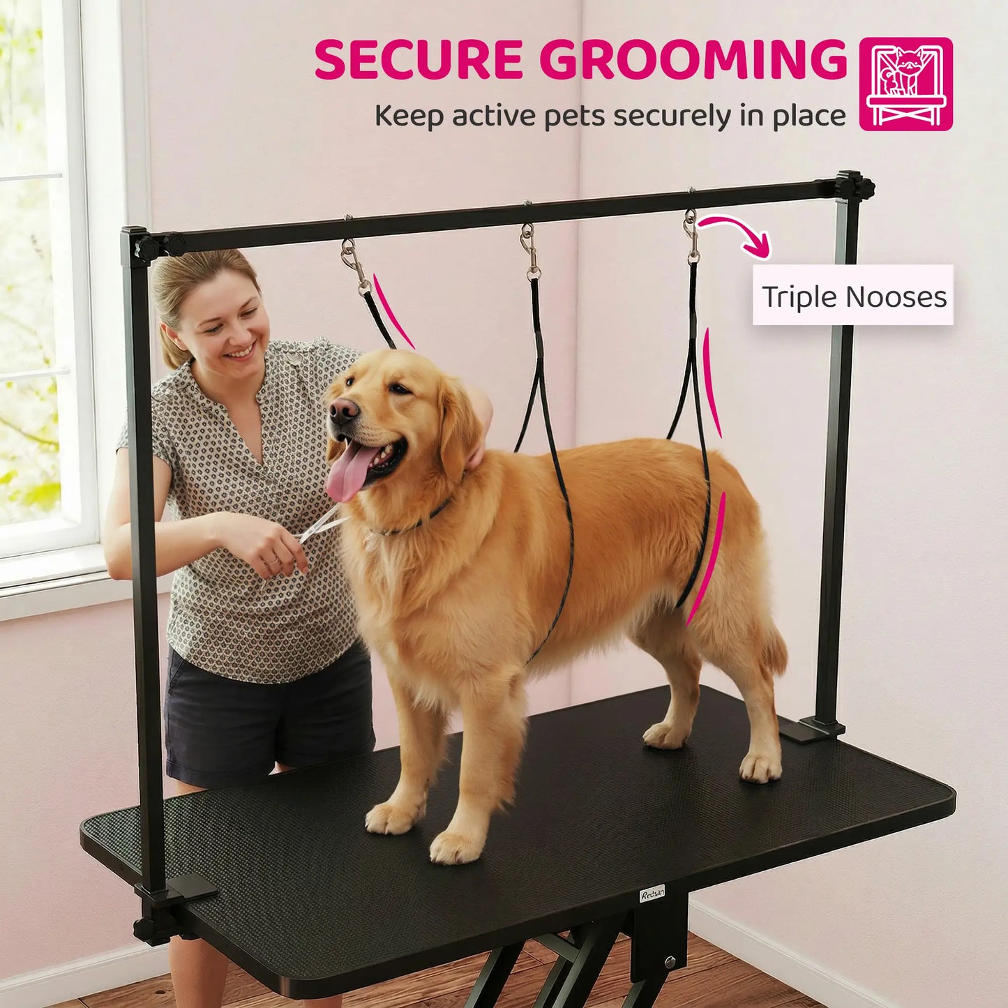 43" L Hydraulic Dog Grooming Table, Z-Lift Height Adjustable Pet Grooming Table with Noose and Non-Slip Tabletop Dog Grooming Tables at Gallery Canada
