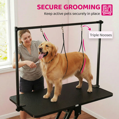 43" L Hydraulic Dog Grooming Table, Z-Lift Height Adjustable Pet Grooming Table with Noose and Non-Slip Tabletop Dog Grooming Tables at Gallery Canada