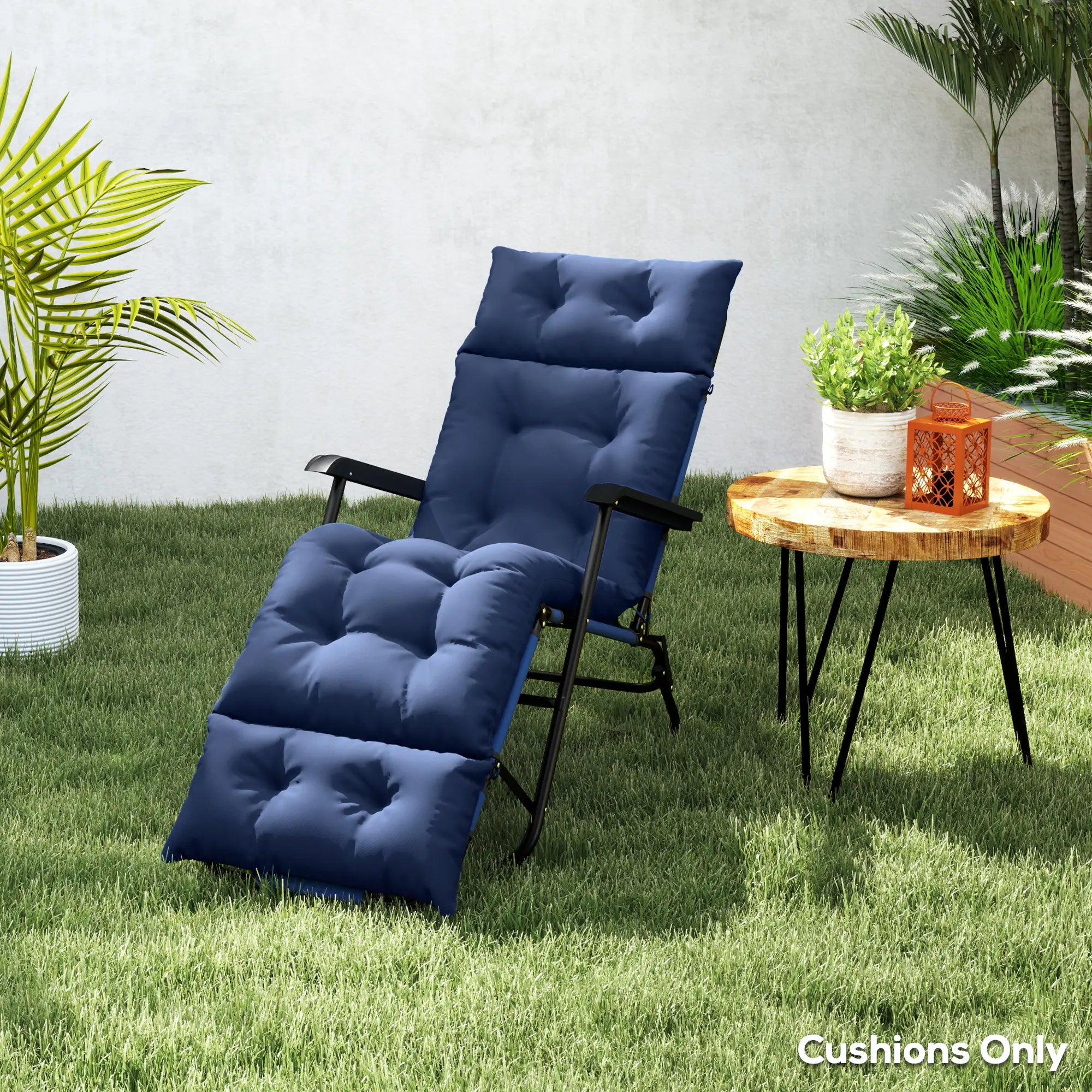 Tufted Thick Outdoor Chaise Lounge Cushion, 74.8