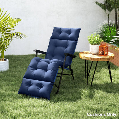 Tufted Thick Outdoor Chaise Lounge Cushion, 74.8" x 22" x 4", Navy Blue Patio Chair Cushions at Gallery Canada