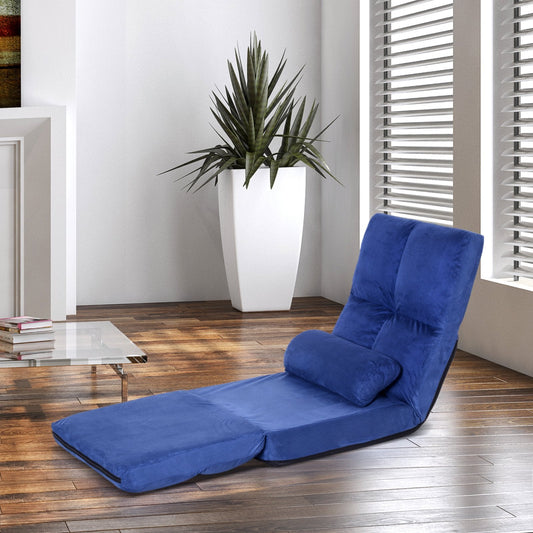 5-Position Floor Lazy Sofa Chair Adjustable Folding Couch Video Gaming Bed Blue - Gallery Canada