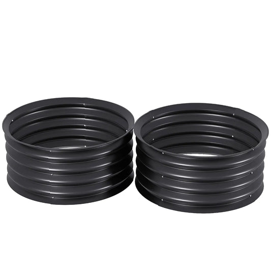 Set of 2 Raised Garden Beds, Metal Planter Box, Easy Assembly, Dark Grey Raised Garden Beds Dark Grey at Gallery Canada