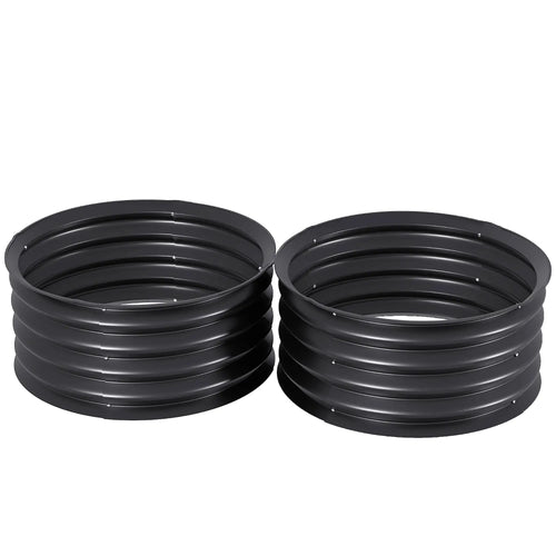 Set of 2 Raised Garden Beds, Metal Planter Box, Easy Assembly, Dark Grey