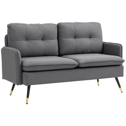 Modern 55" Loveseat, Fabric Sofa, Button Tufted Back, Steel Legs, Dark Grey 2-Seater Sofas at Gallery Canada