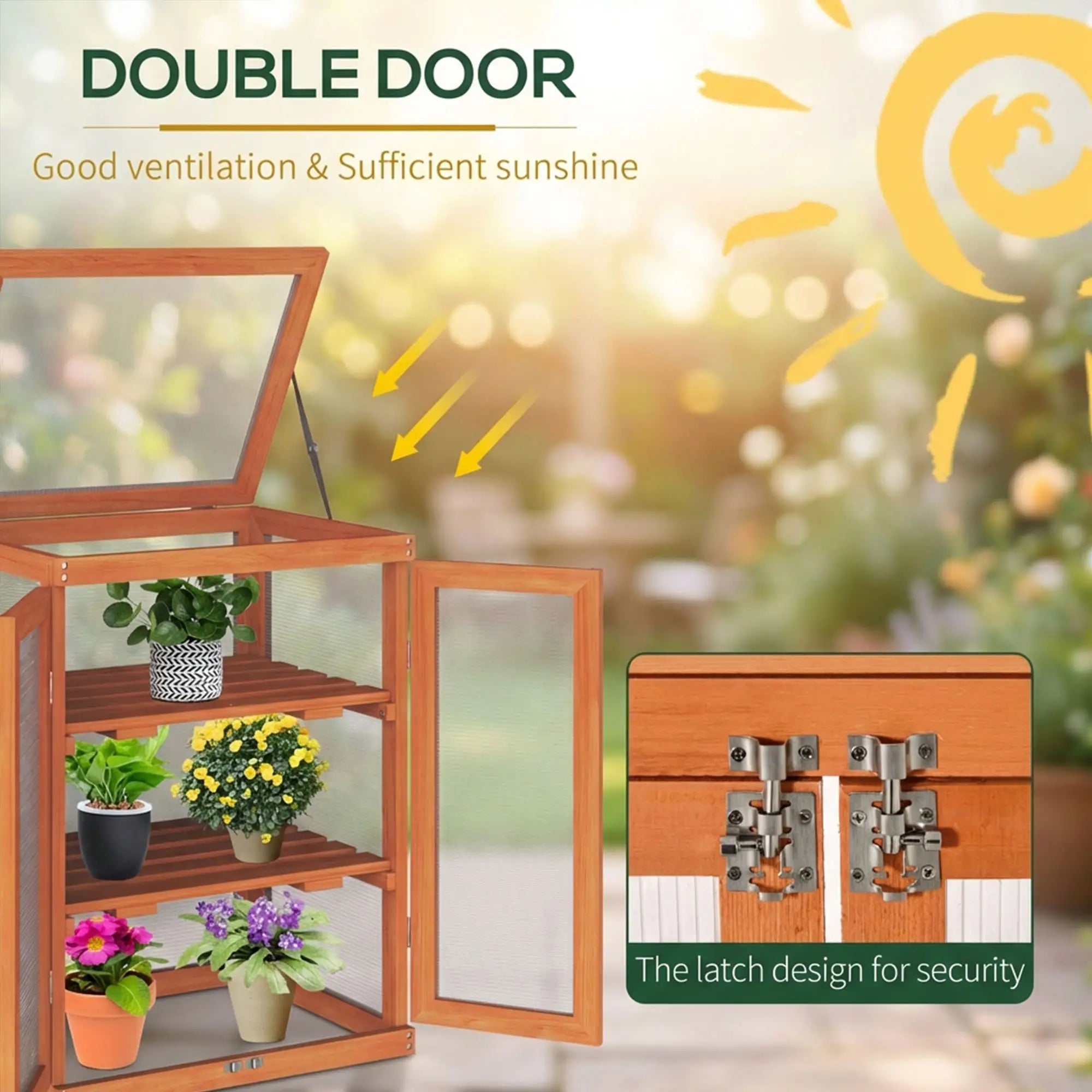 Wooden 2 Tier Cold Frame Greenhouse, 22.8