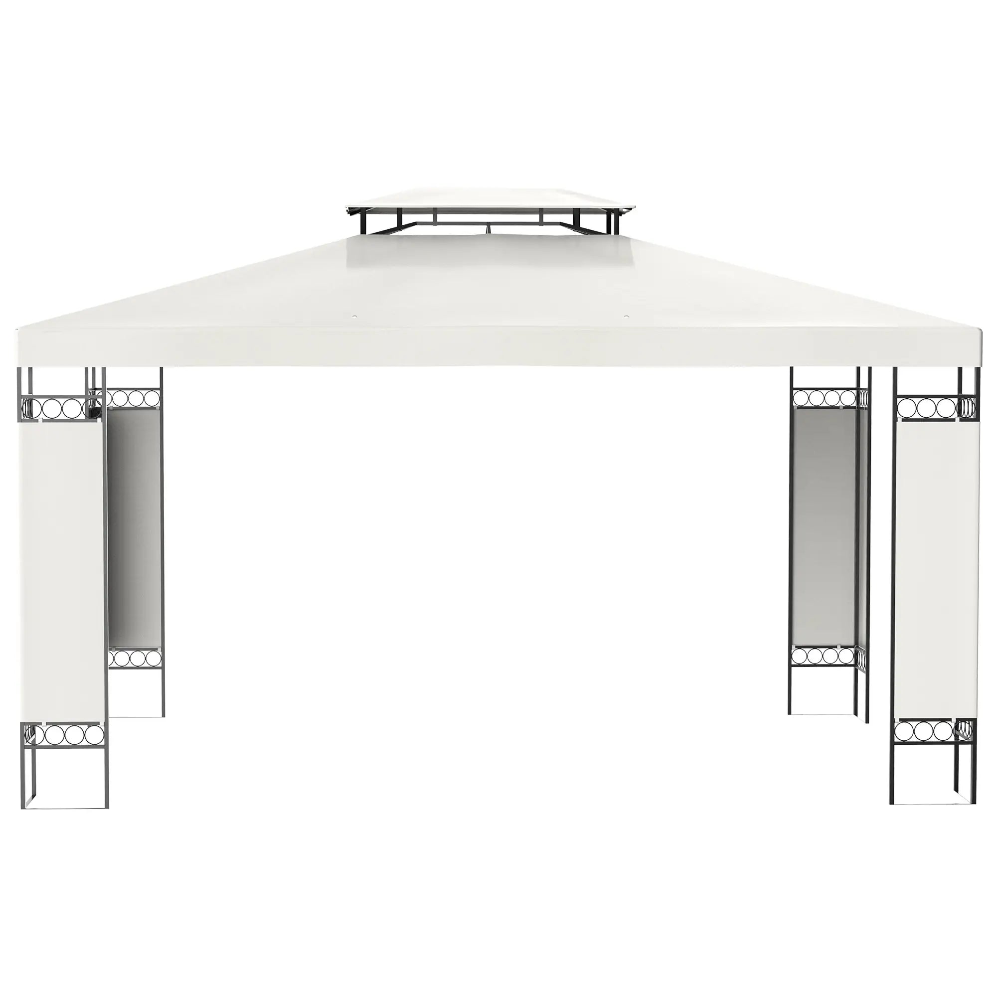 10' x 13' Gazebo, Double Roof Patio Canopy With Screen, White Gazebos at Gallery Canada