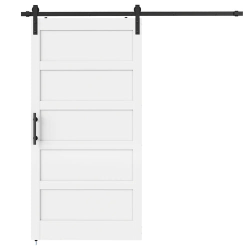 42x84 Sliding Barn Door Kit, Shaker Style, Wood Grain, White