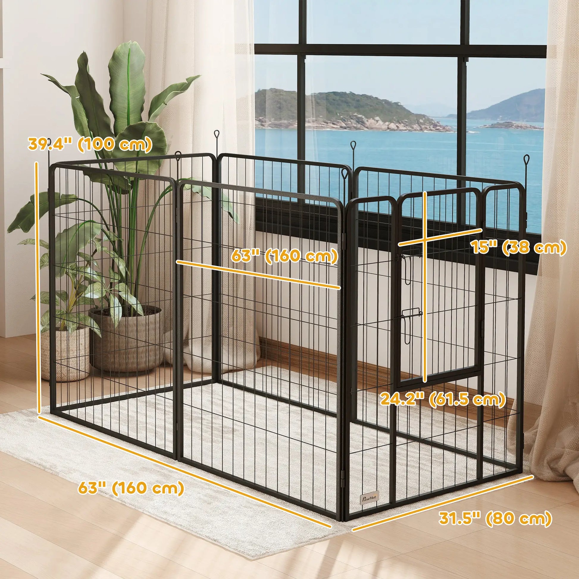 Heavy Duty Dog Playpen, 6 Panels, 39"H, Door for Large Dogs Houses, Kennels & Pens at Gallery Canada