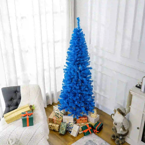 6FT Pencil Christmas Tree, Artificial, Automatic Open, Blue