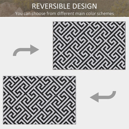 Reversible Outdoor RV Rug, 4' x 6', Patio Mat, Black & White Outdoor Reversible Rugs at Gallery Canada