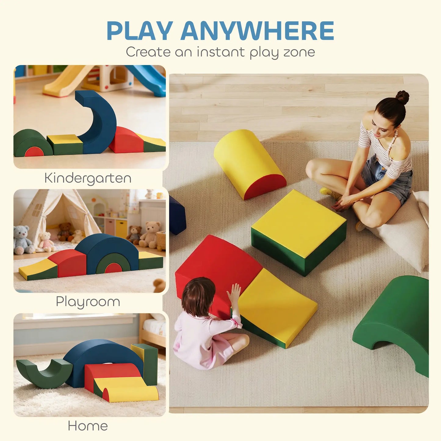 Toddlers Climbing Toys, 5-Piece Foam Blocks, Soft Play Set Kids Gym & Playmats at Gallery Canada