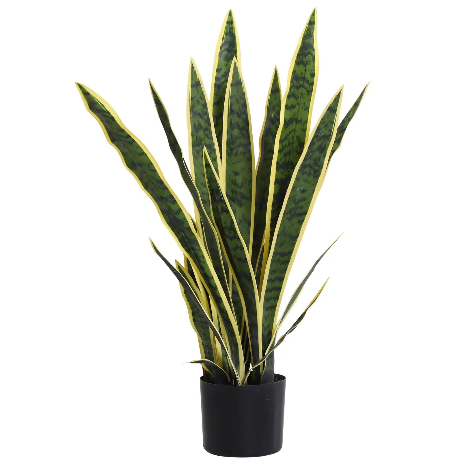 30" Artificial Snake Plant, 21 Leaves In Pot, Green