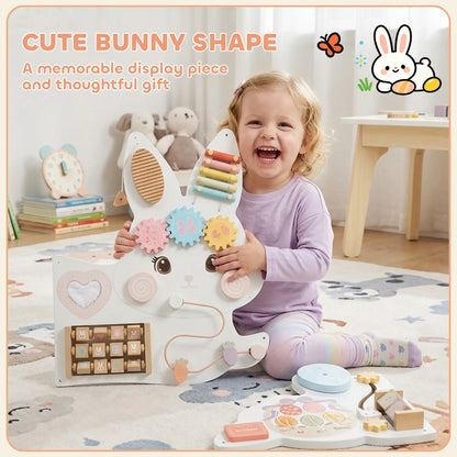Easter Bunny Busy Board, Wall-Mounted Montessori Toy, White
