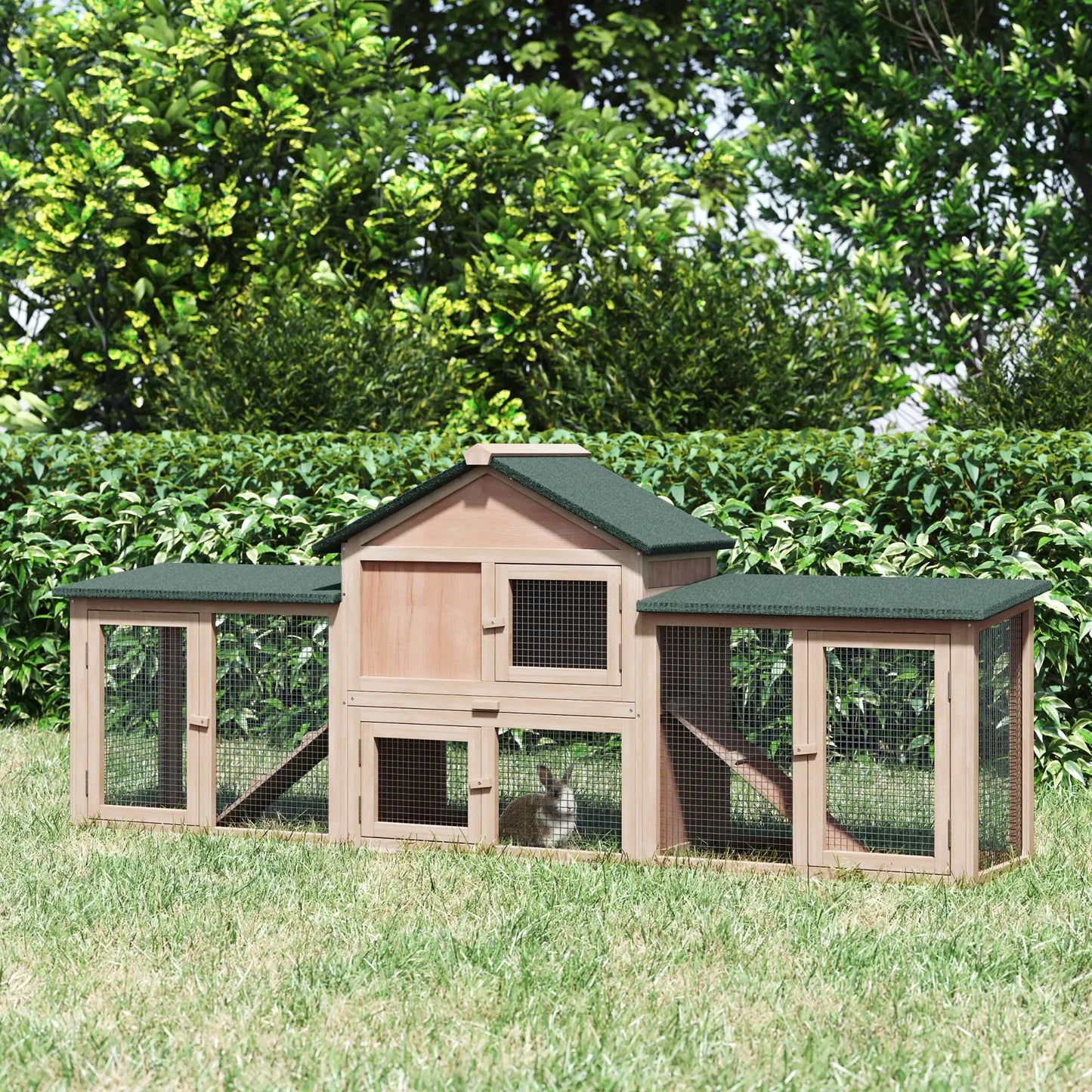 Large Rabbit Hutch, Bunny Cage, Guinea Pig House, 83"x18"x33", Natural Rabbit Hutch at Gallery Canada