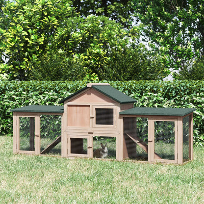 Large Rabbit Hutch, Bunny Cage, Guinea Pig House, 83"x18"x33", Natural Rabbit Hutch at Gallery Canada