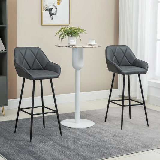 Retro Bar Stools Set of 2, 30" (76 cm.), Kitchen Island Chairs with Backs, Grey Bar Stools Grey, Black at Gallery Canada