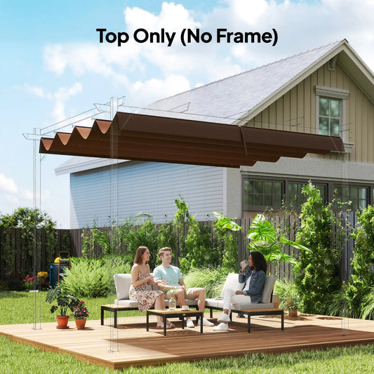 Retractable Pergola Canopy, 10' x 7' Sun Shade Cover, UV30+, Coffee Gazebo Canopy Replacement Coffee at Gallery Canada