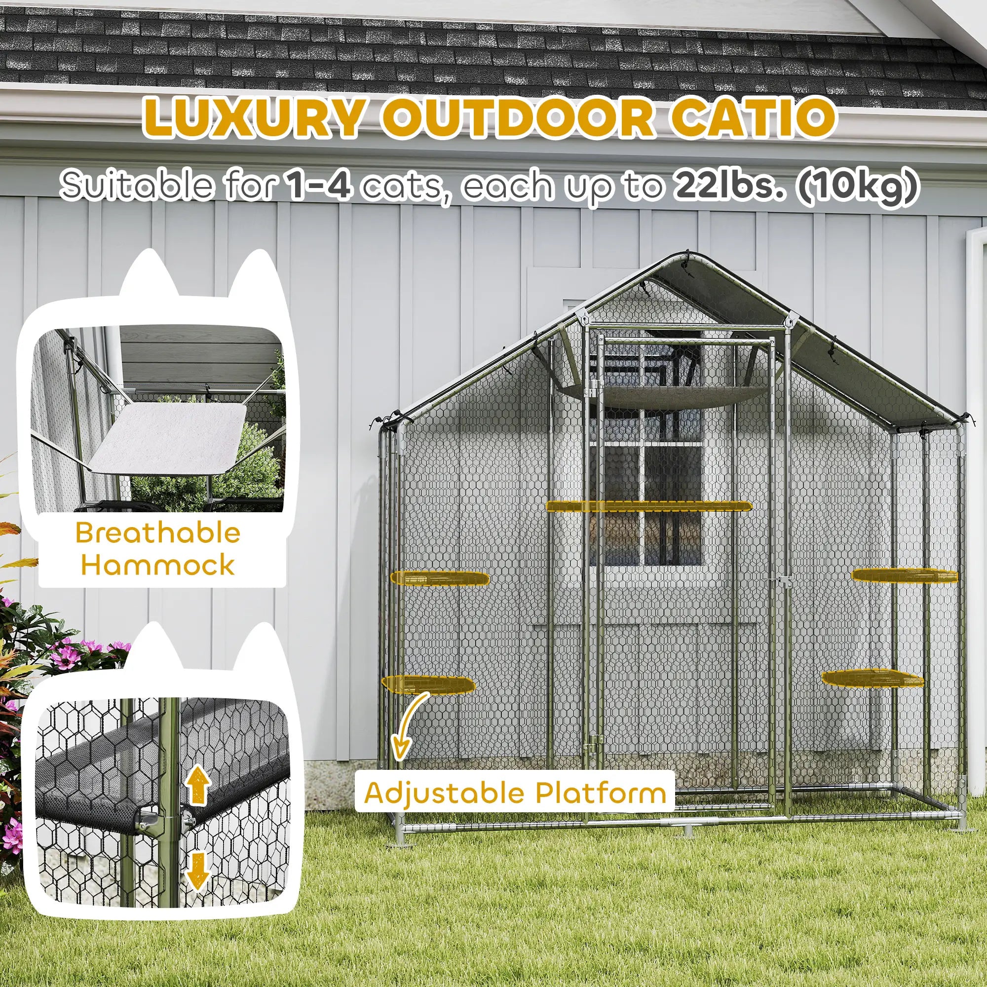 Large Cat Enclosure, Waterproof Cover, 5 Platforms, Hammock Outdoor Cat Enclosures at Gallery Canada