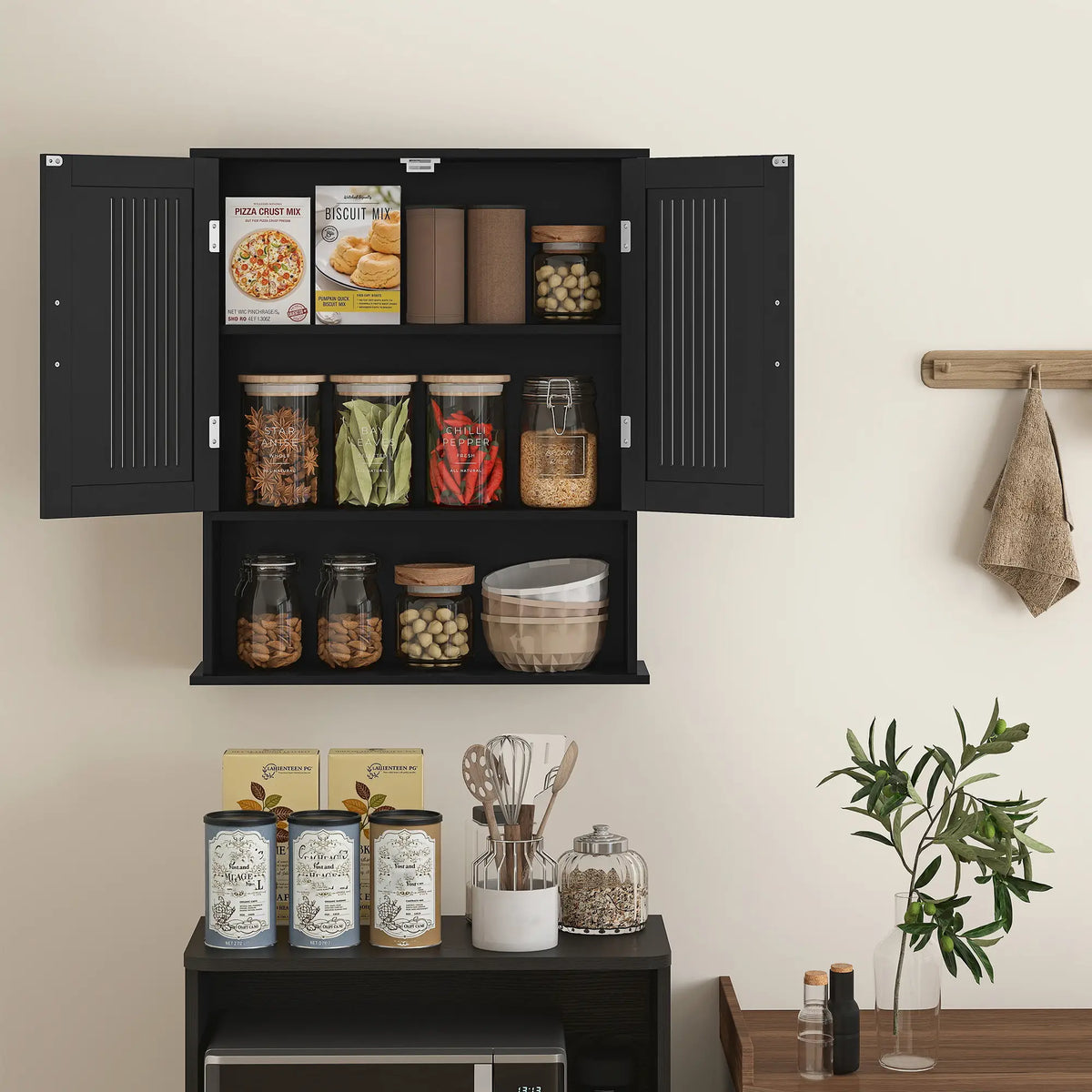 Wall Mount Bathroom Cabinet, 2 Door With Shelf, Black Mirror Medicine Cabinets at Gallery Canada