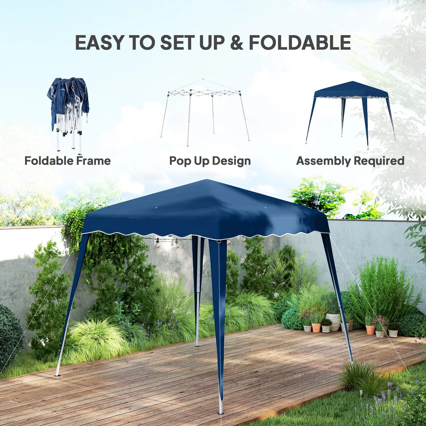 8' x 8' Pop Up Canopy, Outdoor Foldable Tent, Portable With Bag, Blue Pop Up Canopies at Gallery Canada