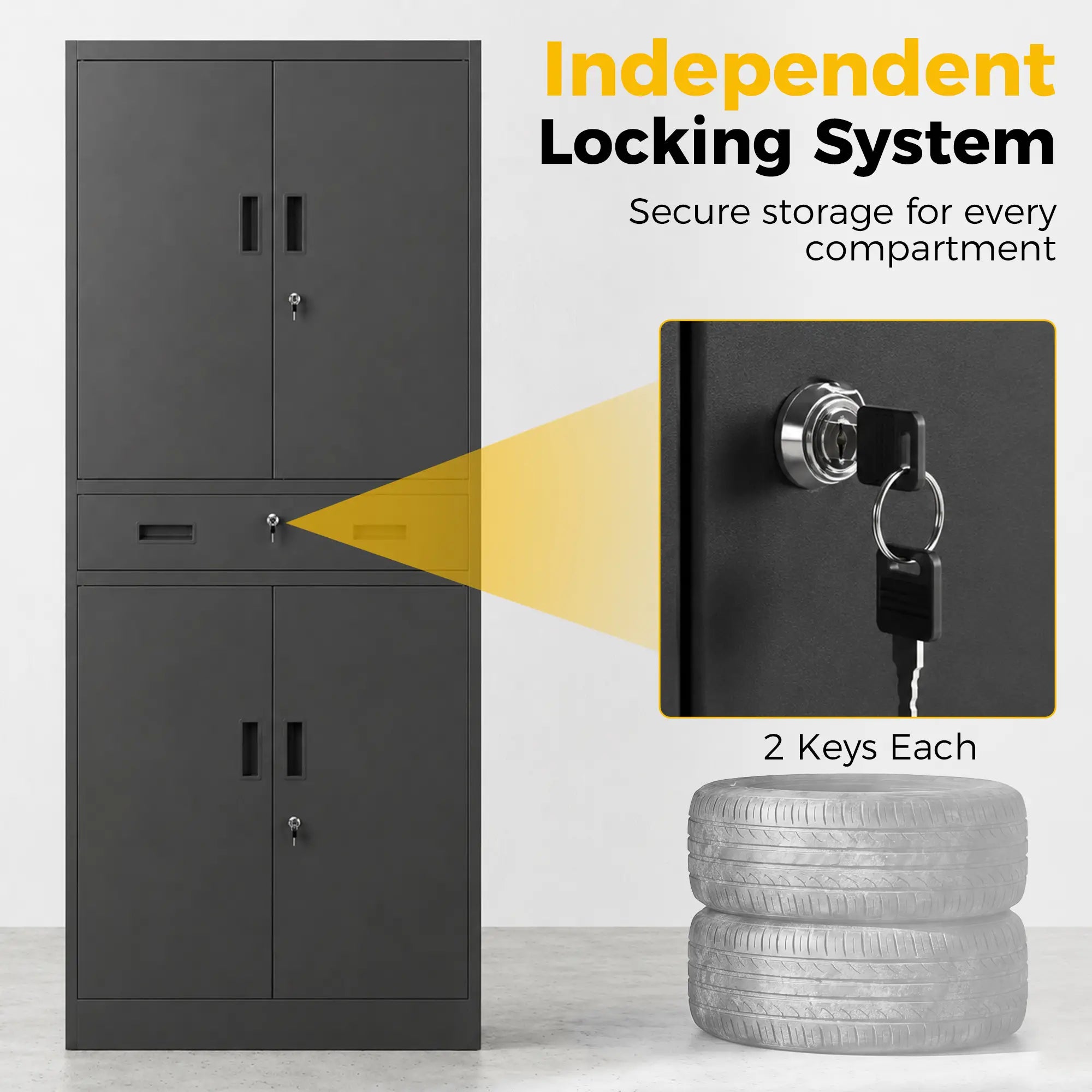 Metal Storage Cabinet With Locking Doors, 71