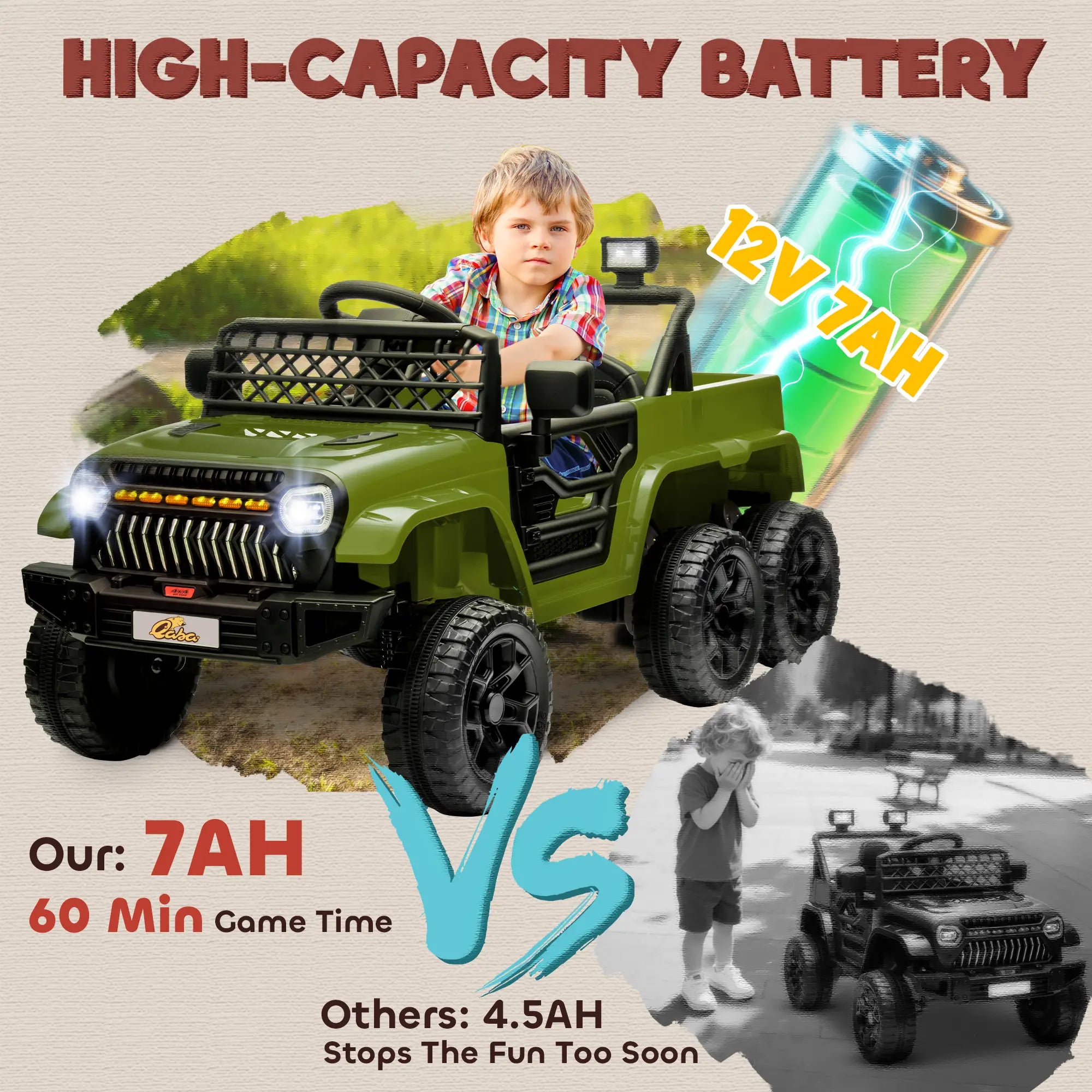 12V 4WD/2WD Kids Electric Car, Remote Control, Spring Suspension, Dark Green Electric Toy Cars at Gallery Canada